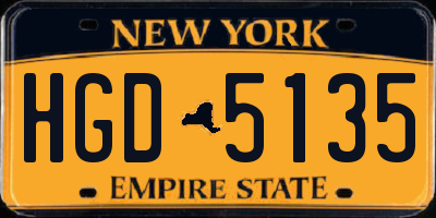 NY license plate HGD5135