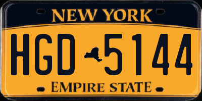NY license plate HGD5144