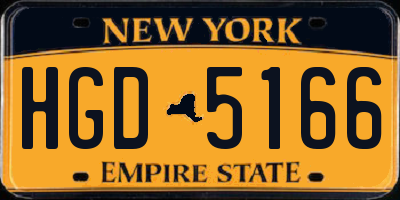 NY license plate HGD5166