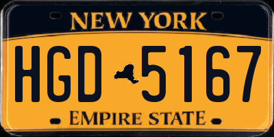 NY license plate HGD5167