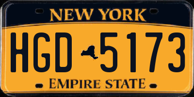 NY license plate HGD5173