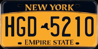 NY license plate HGD5210