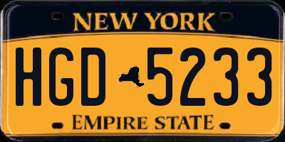 NY license plate HGD5233