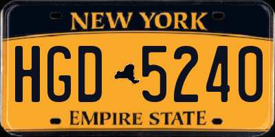 NY license plate HGD5240