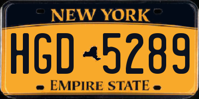 NY license plate HGD5289