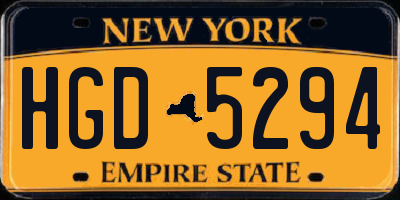 NY license plate HGD5294
