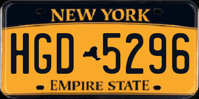 NY license plate HGD5296