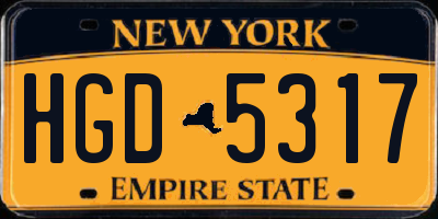 NY license plate HGD5317