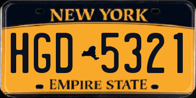 NY license plate HGD5321
