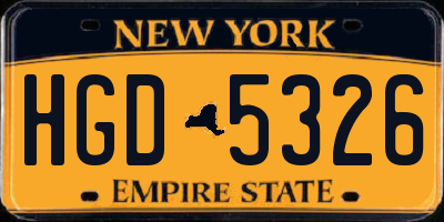 NY license plate HGD5326