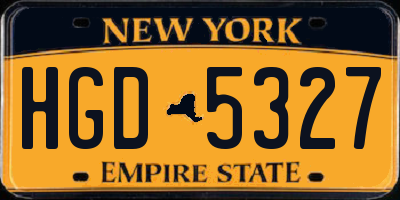 NY license plate HGD5327