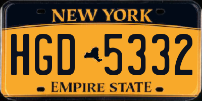NY license plate HGD5332