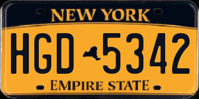 NY license plate HGD5342