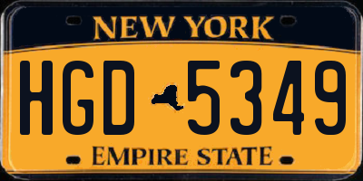 NY license plate HGD5349