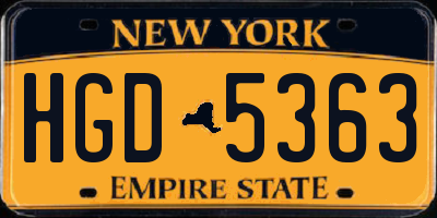 NY license plate HGD5363