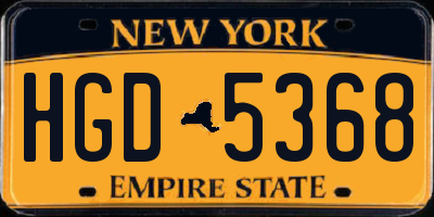 NY license plate HGD5368