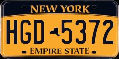 NY license plate HGD5372
