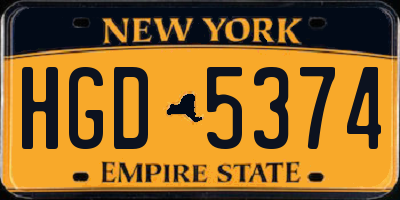 NY license plate HGD5374