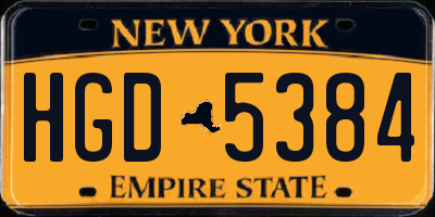 NY license plate HGD5384