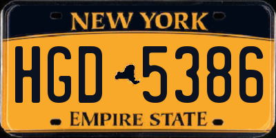NY license plate HGD5386