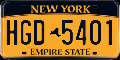 NY license plate HGD5401