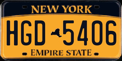 NY license plate HGD5406
