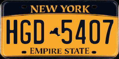 NY license plate HGD5407