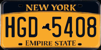 NY license plate HGD5408