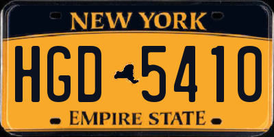 NY license plate HGD5410