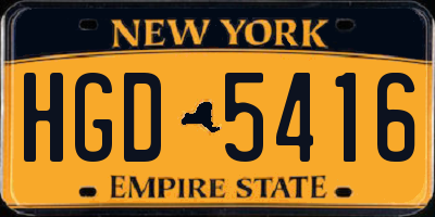NY license plate HGD5416