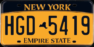 NY license plate HGD5419