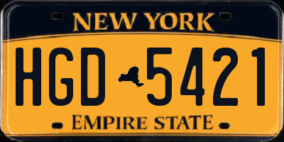 NY license plate HGD5421