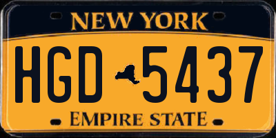 NY license plate HGD5437