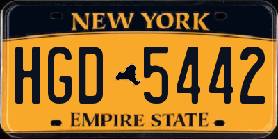 NY license plate HGD5442