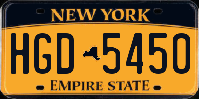 NY license plate HGD5450