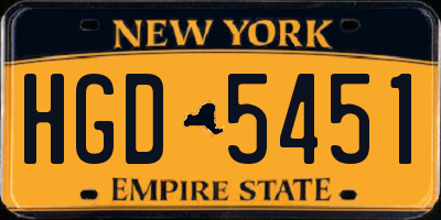 NY license plate HGD5451
