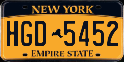 NY license plate HGD5452