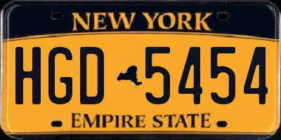 NY license plate HGD5454