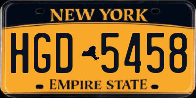 NY license plate HGD5458