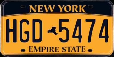NY license plate HGD5474