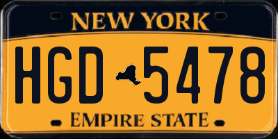 NY license plate HGD5478