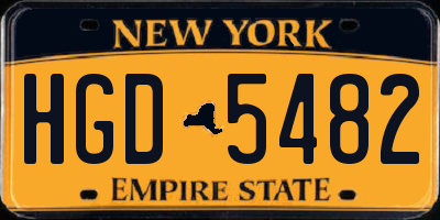 NY license plate HGD5482