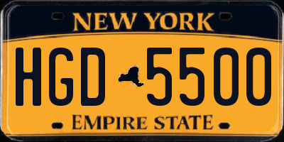 NY license plate HGD5500