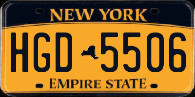 NY license plate HGD5506