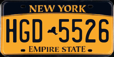NY license plate HGD5526