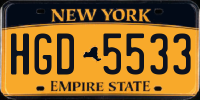 NY license plate HGD5533