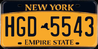 NY license plate HGD5543