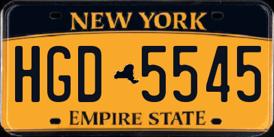 NY license plate HGD5545