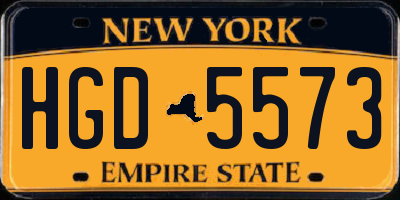 NY license plate HGD5573