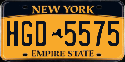 NY license plate HGD5575